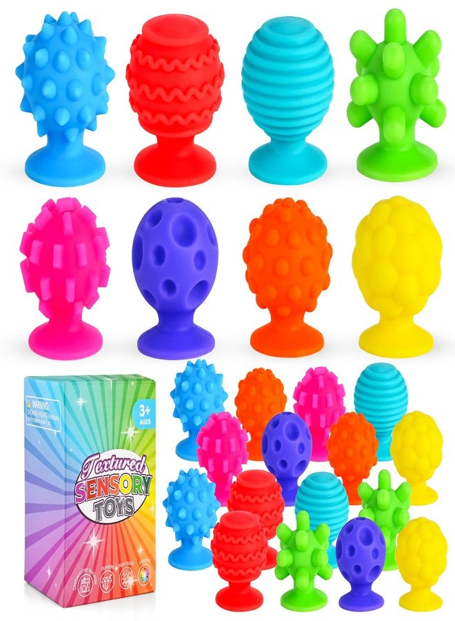 GOLDGE 16 Pack Sensory Fidget Toys for Kids, Textured Suction Cup Toys for Autism, Silicone Stress Relief Toys for Adults, Calm Corner Supplies for Classroom,Stocking Stuffers,Road Trip (8 Colors) - Image 1